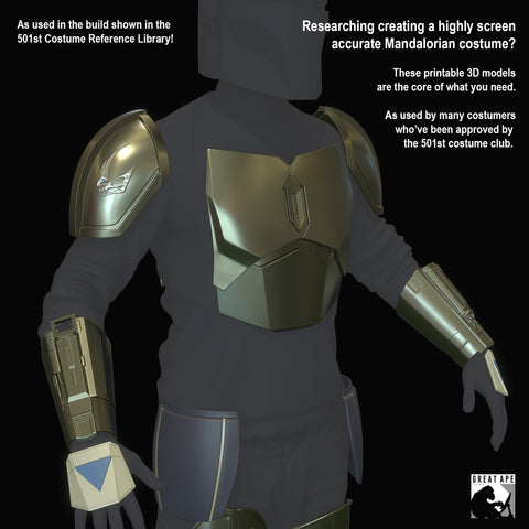 Mandalorian 'Beskar' Armor Bundle models for 3D printing (.STL file download)